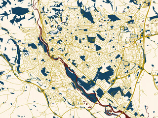 Fototapeta premium Poster-style map of Exeter, United Kingdom using cream map with gold lines