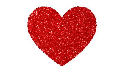 Fototapeta premium Red Glitter Heart Shape Isolated on White sparkle shiny