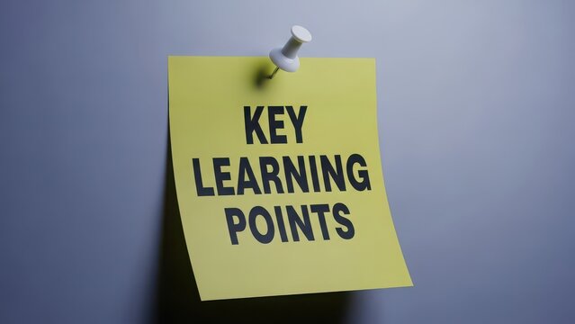 Yellow post-it note with key learning points