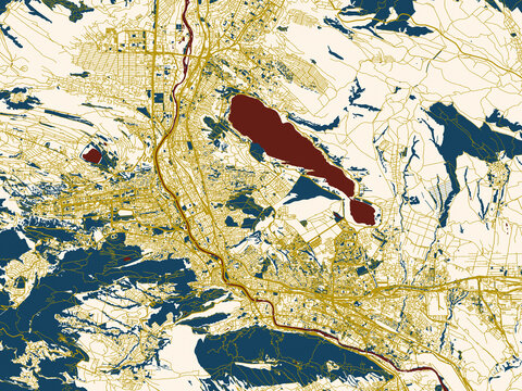 Modern flat map of Tbilisi, Georgia