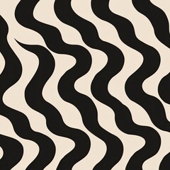 Wavy black lines on beige create a groovy, seamless pattern
