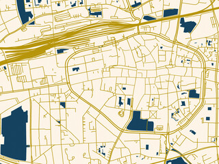 Dortmund Zentrum, Germany &ndash; minimalist flat city map