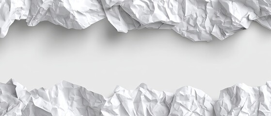 Crumpled white paper edges framing a clean, light grey copy space background