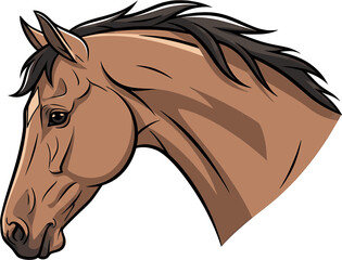 Flat vector illustration of a horse isolated on white background