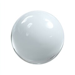 Shiny white sphere with translucent edge, isolated on a white background