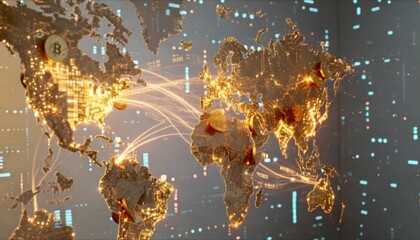 global market pulse with gold coin map perfect for financial wellness month currency background