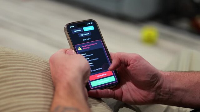 Middle Aged Man Gets Several Suspicious Sign In Alerts Related to Foreign IP Addresses Accessing Internet of Things Devices in His Home - Concept