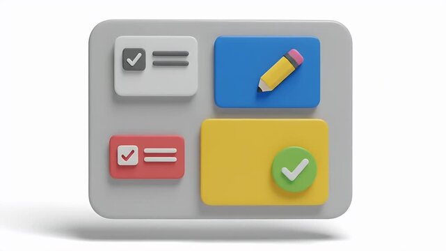 3d Task List With Pencil And Check Mark Icons