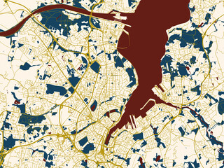 Fototapeta premium City street layout map of Kiel, Germany