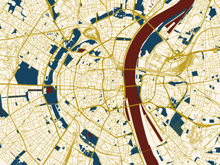 Obraz premium Modern flat map of Koln, Germany