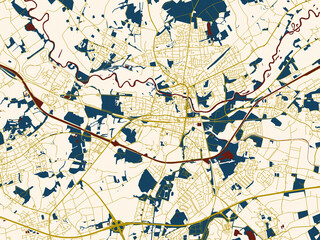 Obraz premium Modern flat map of Lunen, Germany