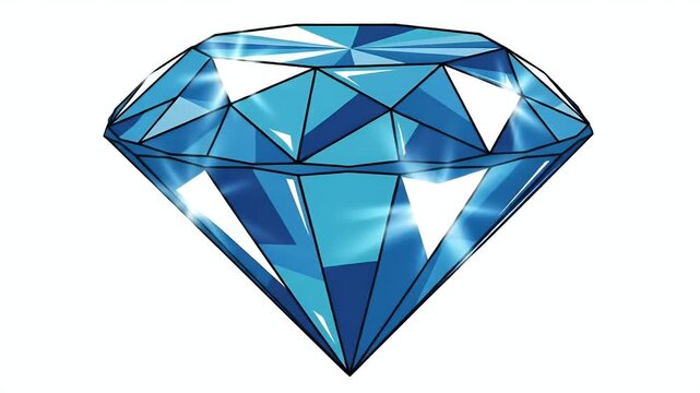 Abstract Blue Diamond Gemstone Faceted Brilliant Cut