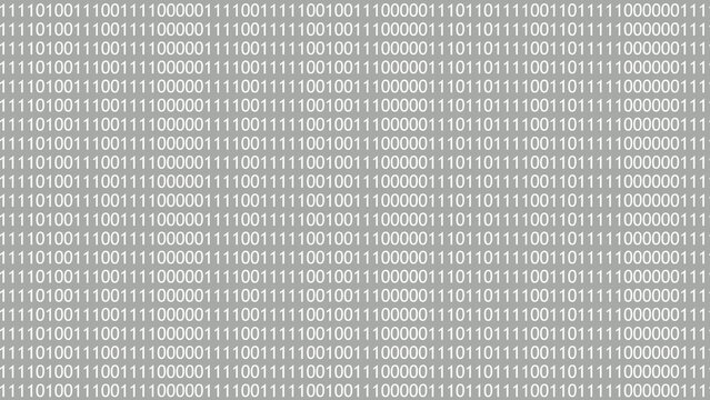 Dense pattern of binary code in Generate title without using the word "Title:" before it. black and white with repeating sequences of ones and zeros