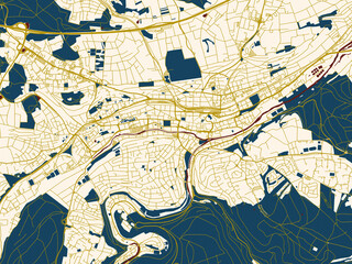 Modern flat map of Pforzheim, Germany
