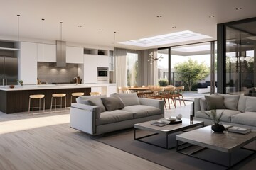 Fototapeta premium Modern minimalist home furniture architecture building.