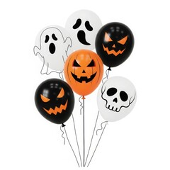 Fototapeta premium Halloween balloons with ghost, skull, and pumpkin designs