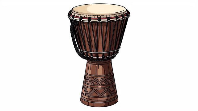 African Djembe Drum Percussion Musical Instrument Isolated White Background