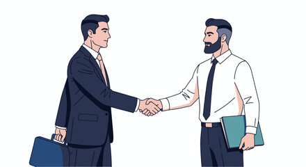 Fototapeta premium Two professional businessmen shaking hands in agreement.
