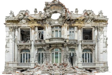 Fototapeta premium Art nouveau destroyed building person human.