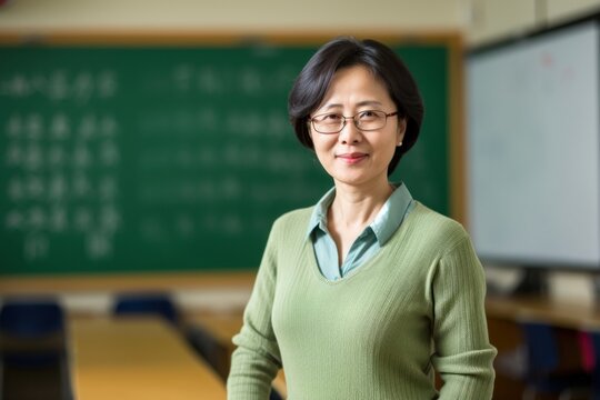 Asian teacher education classroom glasses. - Powered by Adobe