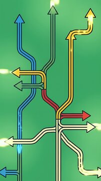Animated Flow Chart Arrows Illustrating Complex Decision Making Process