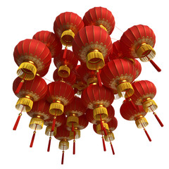 Stack of traditional Chinese red lanterns for festival