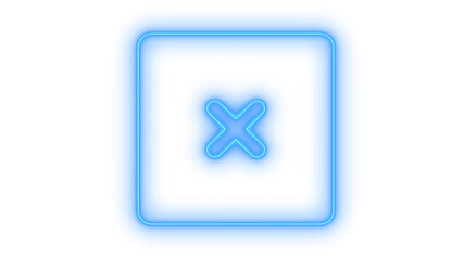 Obraz premium Glowing neon X mark icon isolated on transparent background. Close button. Cancel. Delete symbol. Remove sign. Error.