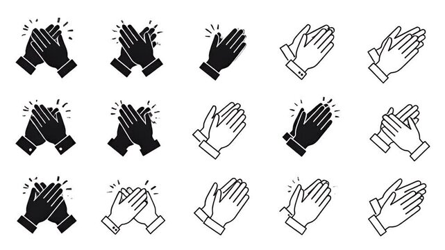 Animation Of Clapping Hands Icons In Different Styles Motion Graphics