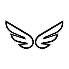 Fototapeta premium Minimalist black outline drawing of a pair of stylized wings, symbolizing flight and freedom.