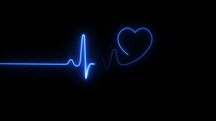 Neon heartbeat and pulse displayed icon medical monitoring and modern digital healthcare. The bright neon line creates a futuristic,high-contrast for medical technology concepts on black background. - Powered by Adobe