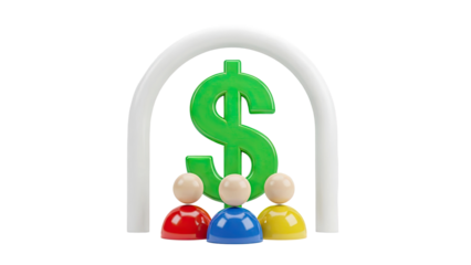 Dollar Sign Protected by Arch with People Figures