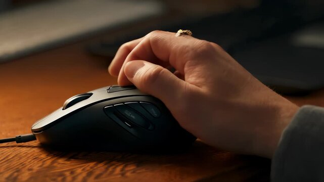  Close Up Of Hand Using Computer Mouse