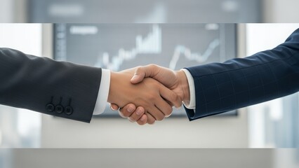 Professional business relationship, handshake framed in wide horizontal banner