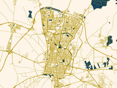 Graphic city map artwork of Qazvin, Iran