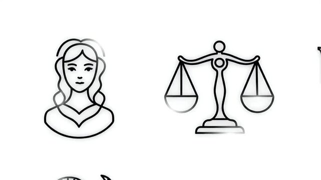 Astrology Libra Zodiac Symbol Balance Scales Woman Horoscope Celestial Icon