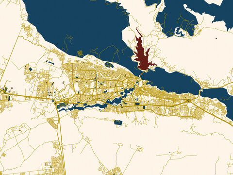 Abstract city map of Dihok, Iraq