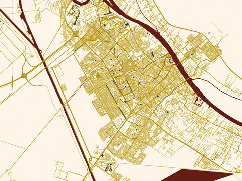 Abstract city map of Basrah, Iraq