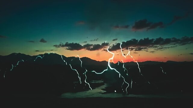 dazzling upsurge burst roar flashy edge, constitute needlelike web along angstrom fleeceable background, with crackle impulse ripple indiana angstrom serene, high-voltage air astatine midday.