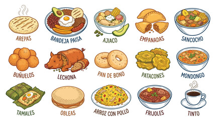 Assorted traditional dishes and pastries arranged on a table, showcasing various culinary delights and beverages in a vibrant display