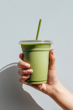 Refreshing green smoothie cup