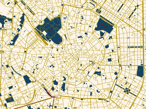 Abstract city map of Milan Cetro, Italy