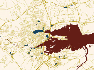Obraz premium Clean urban street map of Olbia, Italy