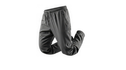 Gray athletic pants with elastic waistband and zipper pocket