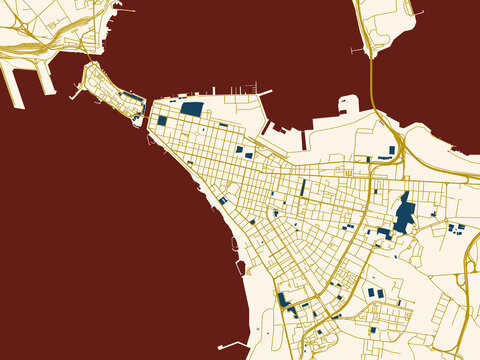Taranto, Italy &ndash; minimalist flat city map