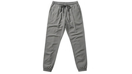 gray sweatpants with drawstring and elastic cuffs
