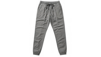 gray sweatpants with drawstring and elastic cuffs