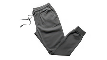 Gray sweatpants with elastic cuffs and drawstring waist