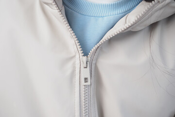 Zipper detail on jacket with blue inner layer © Towfiqu Barbhuiya 
