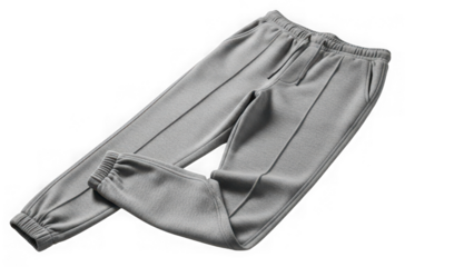 Gray sweatpants with elastic waist and cuffs