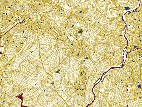 City street layout map of Anjo, Japan